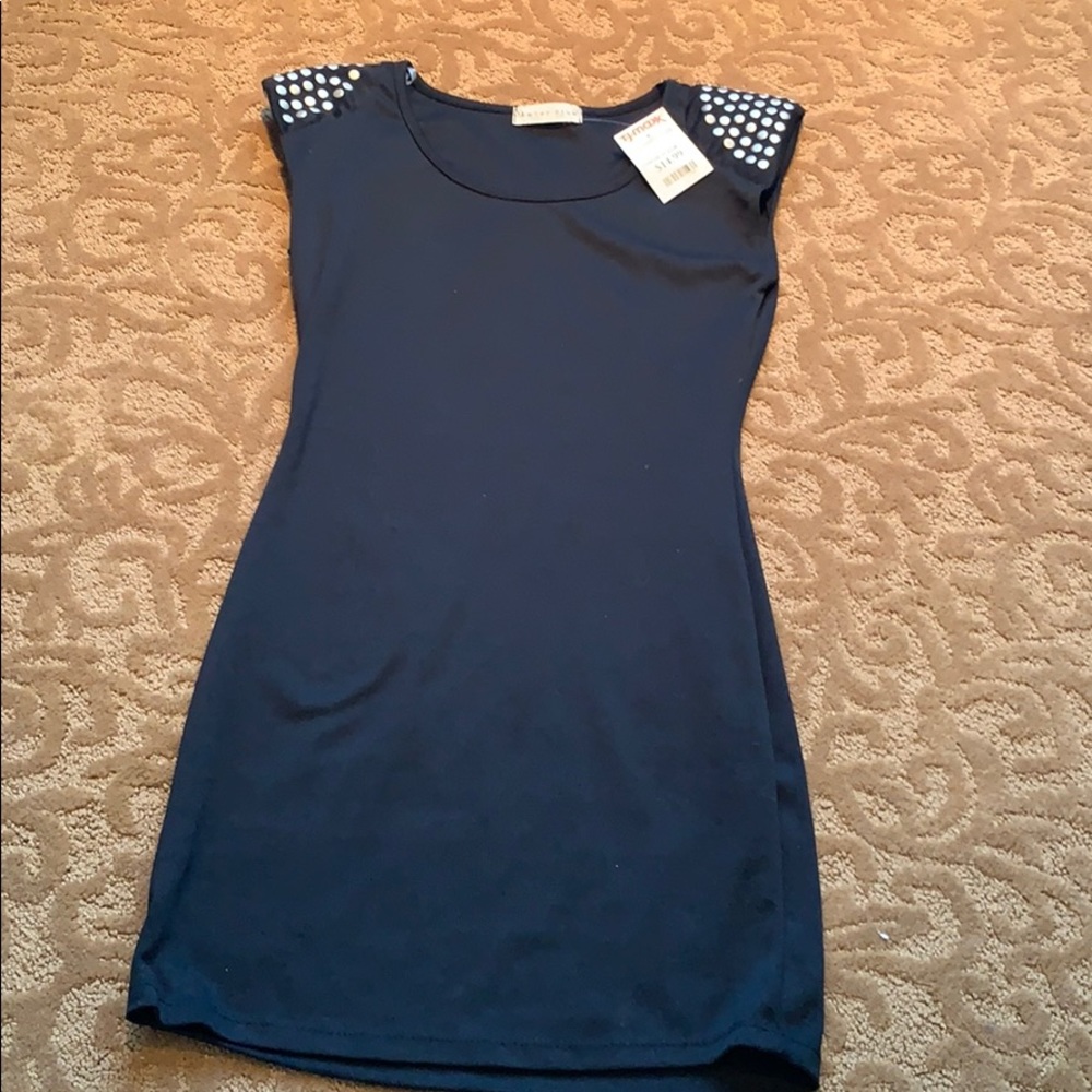 tj maxx black dress silver studded shoulder pads
